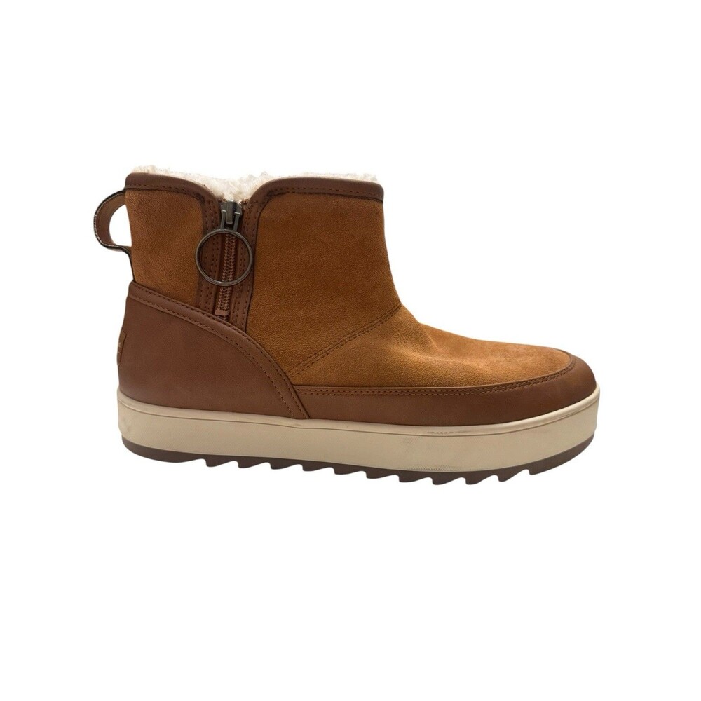 Koolaburra By UGG Chestnut Suede Shearling Lined Platform Ankle Boots Size 10